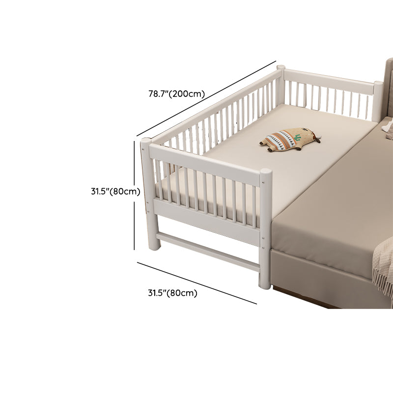 White Baby Crib Scandinavian Beech Nursery Crib with Guardrails