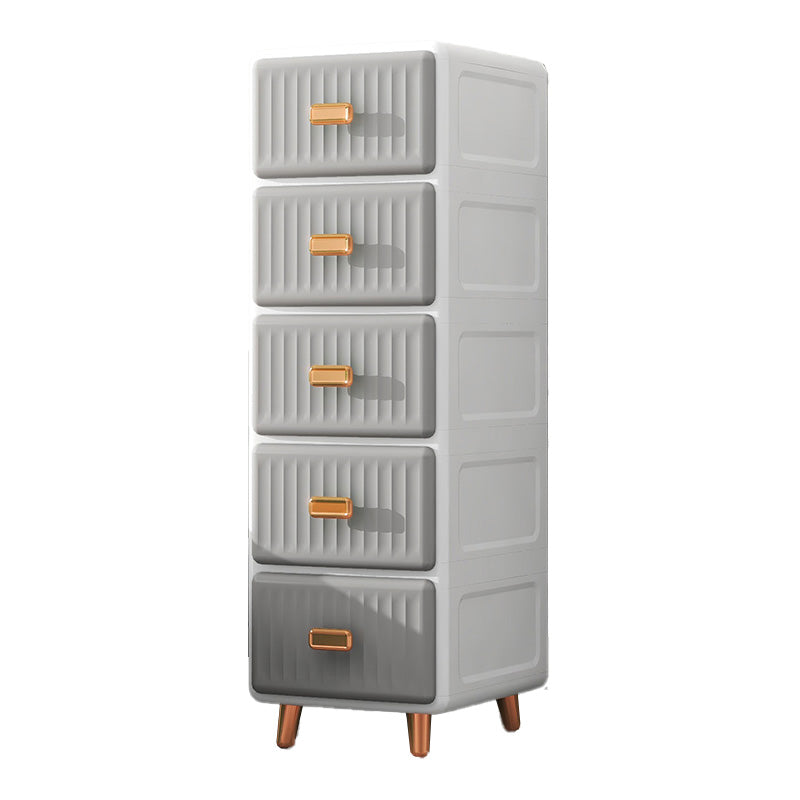 Modern Plastic Vertical Kids Nightstand with 5/6 Drawers for Living Room