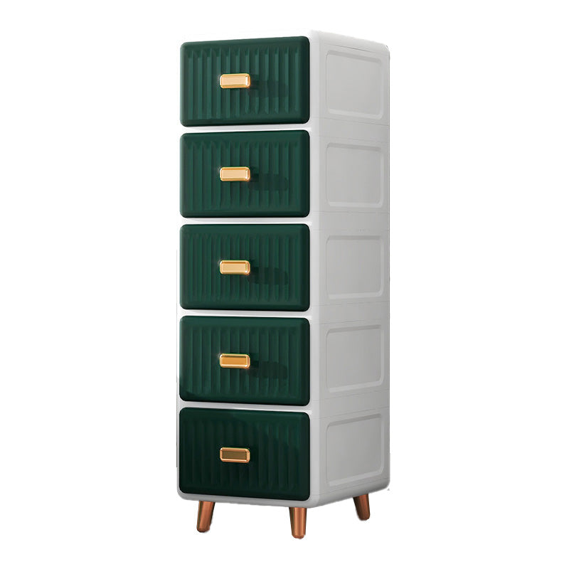 Modern Plastic Vertical Kids Nightstand with 5/6 Drawers for Living Room