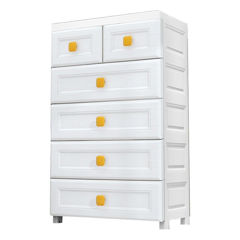 Contemporary Plastic Vertical Kids Nightstand with 5/6 Drawers for Bedroom