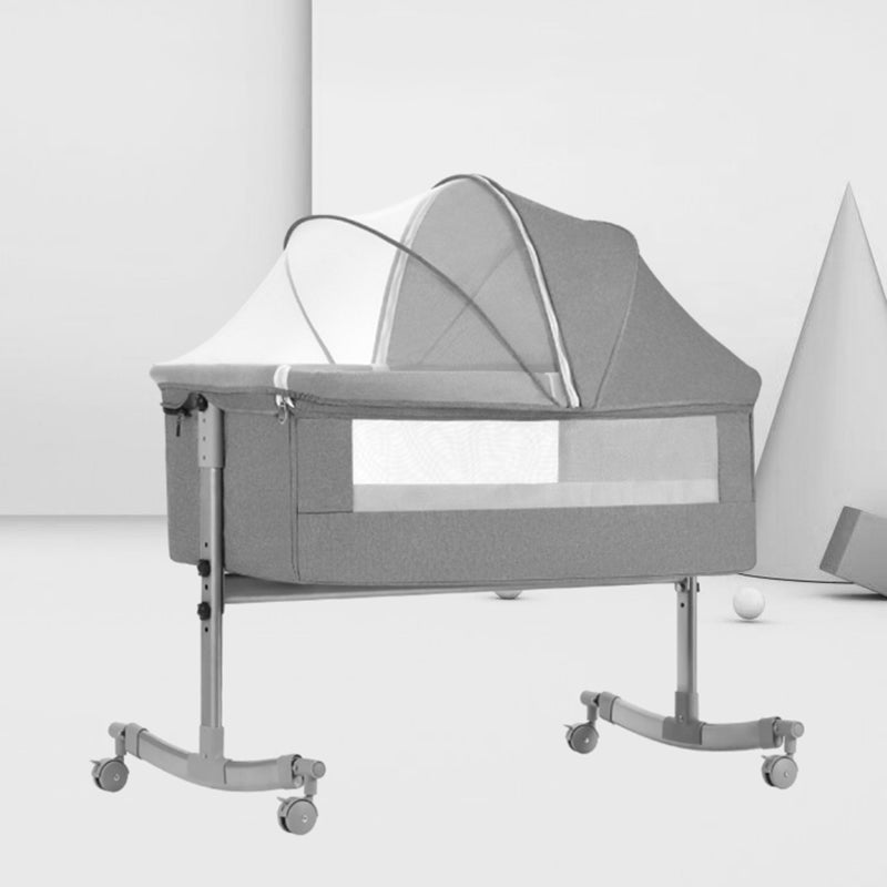 Modern Rocking Metal Portable Crib Cradle Height Adjustable with Bedding