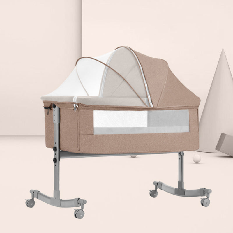 Modern Rocking Metal Portable Crib Cradle Height Adjustable with Bedding