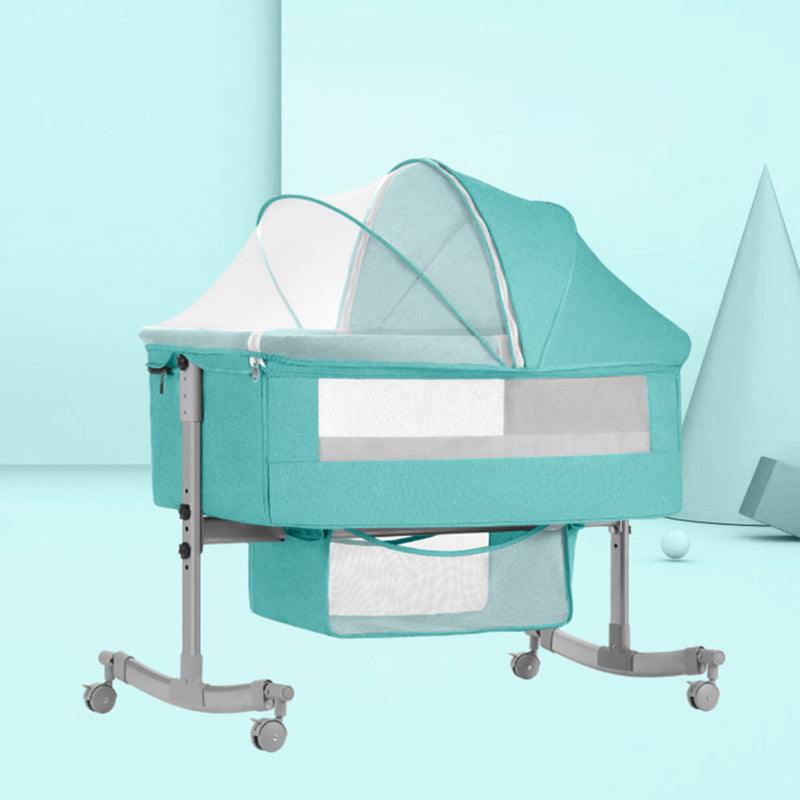 Modern Rocking Metal Portable Crib Cradle Height Adjustable with Bedding