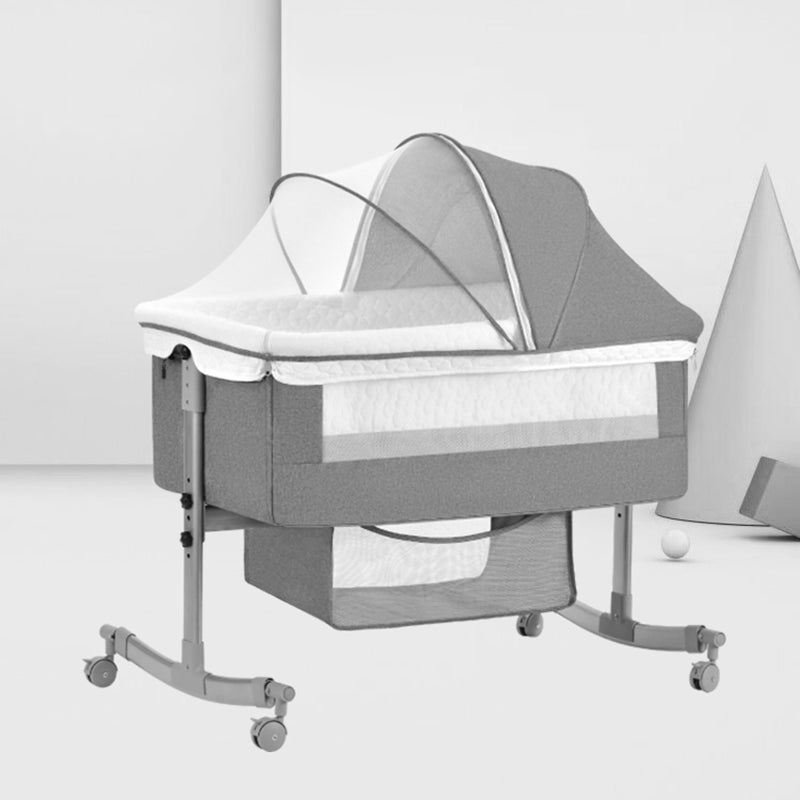 Modern Rocking Metal Portable Crib Cradle Height Adjustable with Bedding