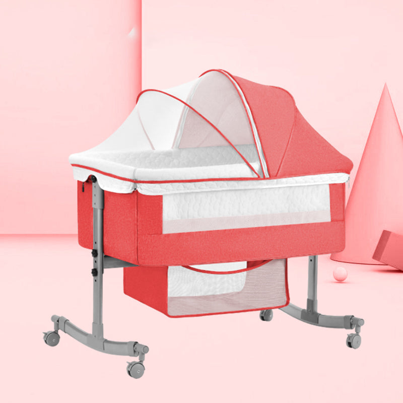 Modern Rocking Metal Portable Crib Cradle Height Adjustable with Bedding