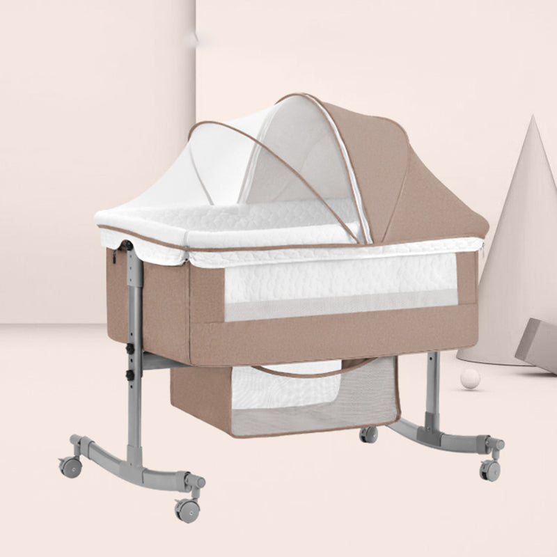 Modern Rocking Metal Portable Crib Cradle Height Adjustable with Bedding