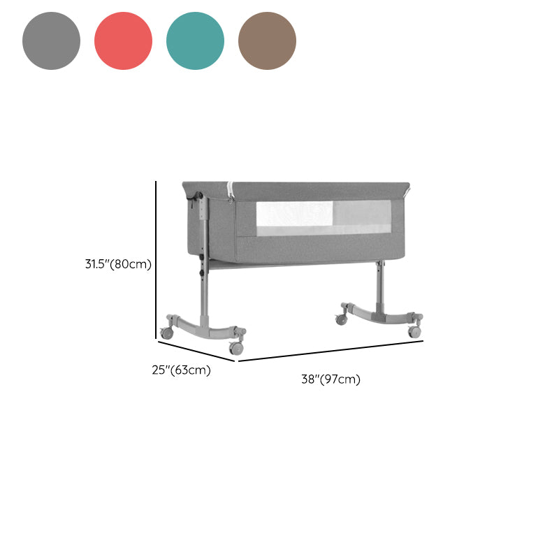 Modern Rocking Metal Portable Crib Cradle Height Adjustable with Bedding