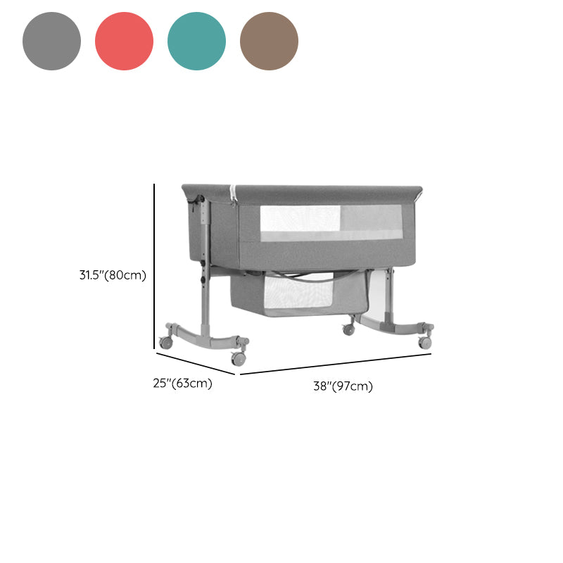 Modern Rocking Metal Portable Crib Cradle Height Adjustable with Bedding