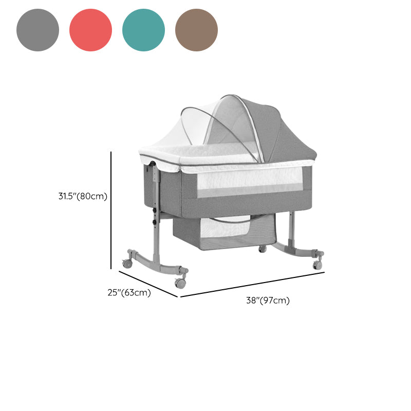 Modern Rocking Metal Portable Crib Cradle Height Adjustable with Bedding