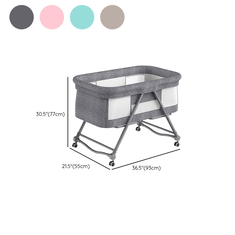 Modern Rocking Metal Crib Cradle Foldable Height Adjustable with Bedding