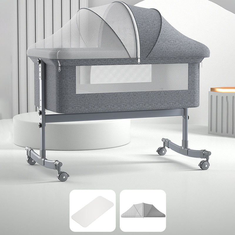 Modern Rocking Metal Foldable Height Adjustable Crib Cradle with Pad