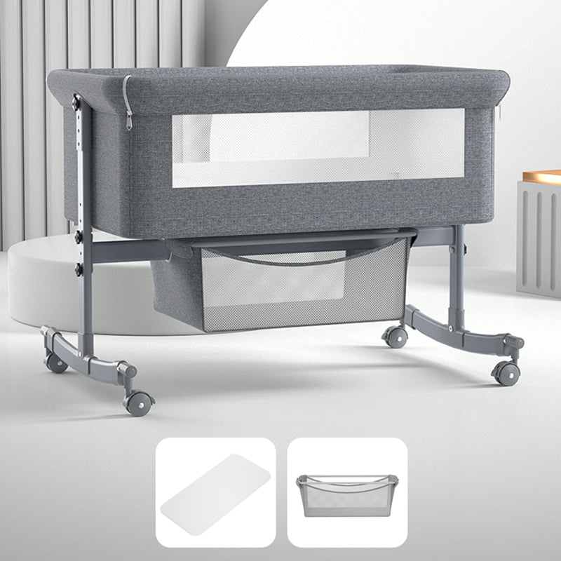 Modern Rocking Metal Foldable Height Adjustable Crib Cradle with Pad