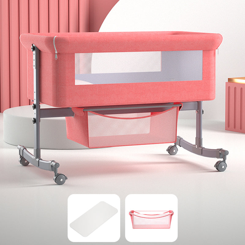 Modern Rocking Metal Foldable Height Adjustable Crib Cradle with Pad