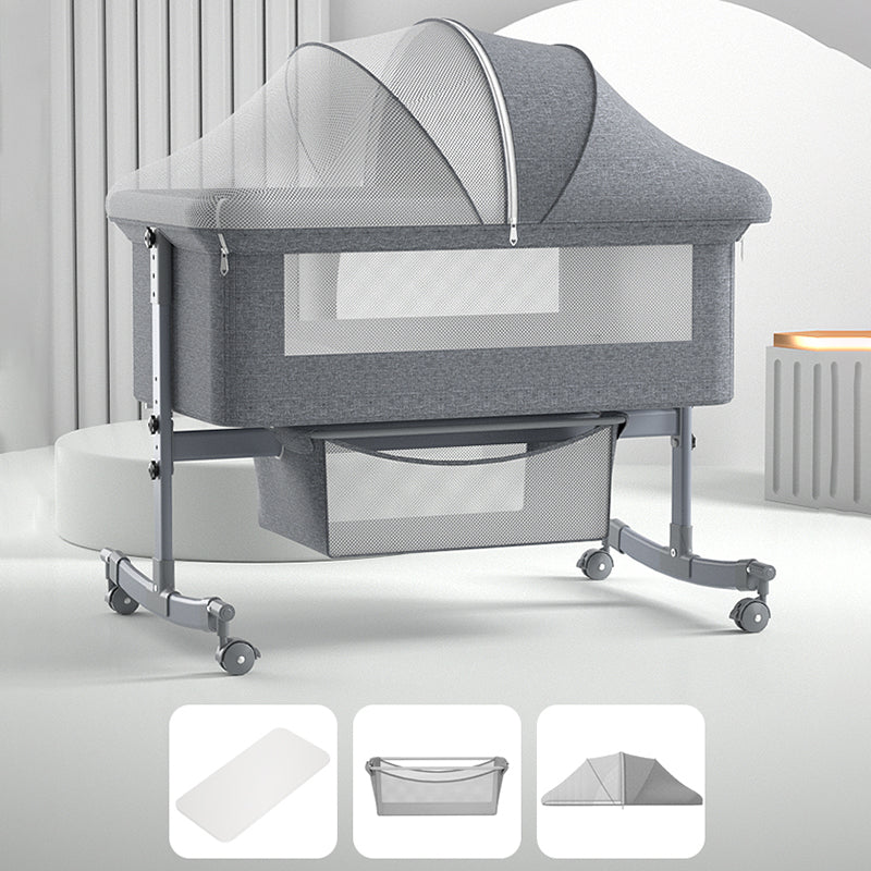 Modern Rocking Metal Foldable Height Adjustable Crib Cradle with Pad