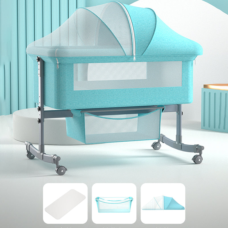 Modern Rocking Metal Foldable Height Adjustable Crib Cradle with Pad