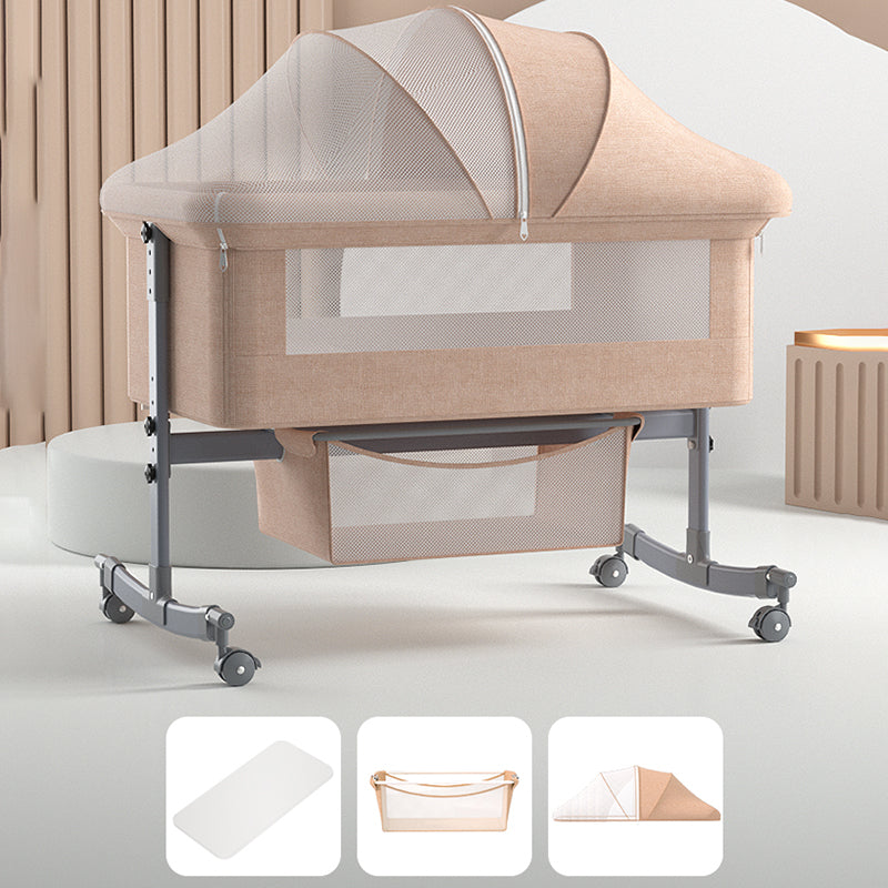 Modern Rocking Metal Foldable Height Adjustable Crib Cradle with Pad