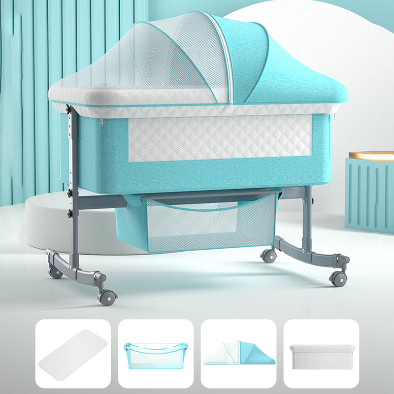 Modern Rocking Metal Foldable Height Adjustable Crib Cradle with Pad