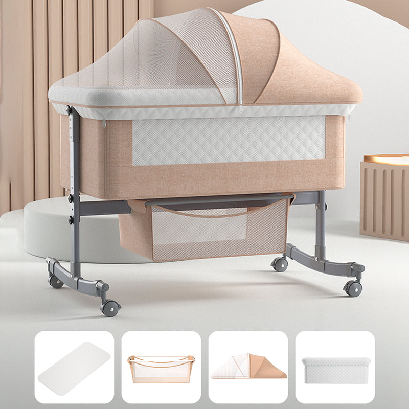 Modern Rocking Metal Foldable Height Adjustable Crib Cradle with Pad