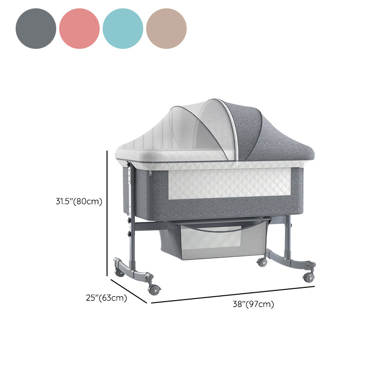 Modern Rocking Metal Foldable Height Adjustable Crib Cradle with Pad