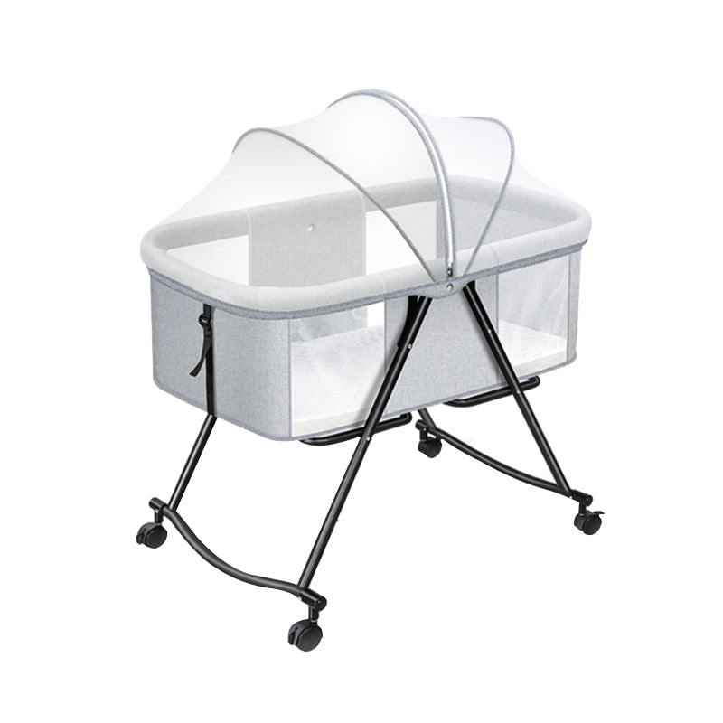 Modern Rocking Metal Gliding Height Adjustable Crib Cradle with Pad