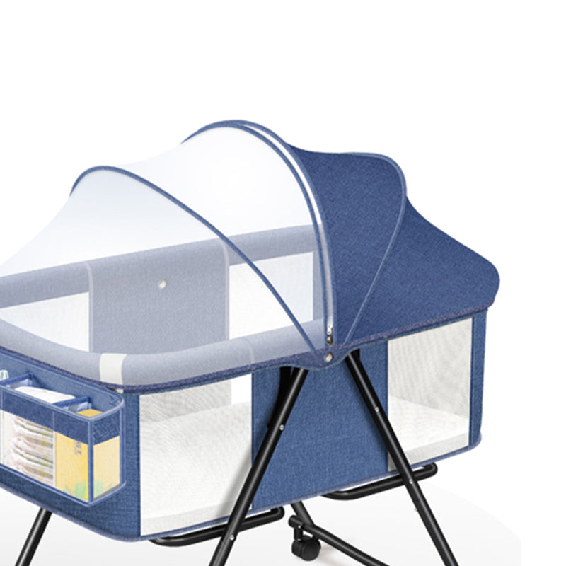 Modern Rocking Metal Gliding Height Adjustable Crib Cradle with Pad