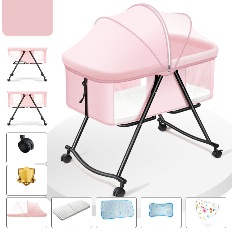 Modern Rocking Metal Gliding Height Adjustable Crib Cradle with Pad