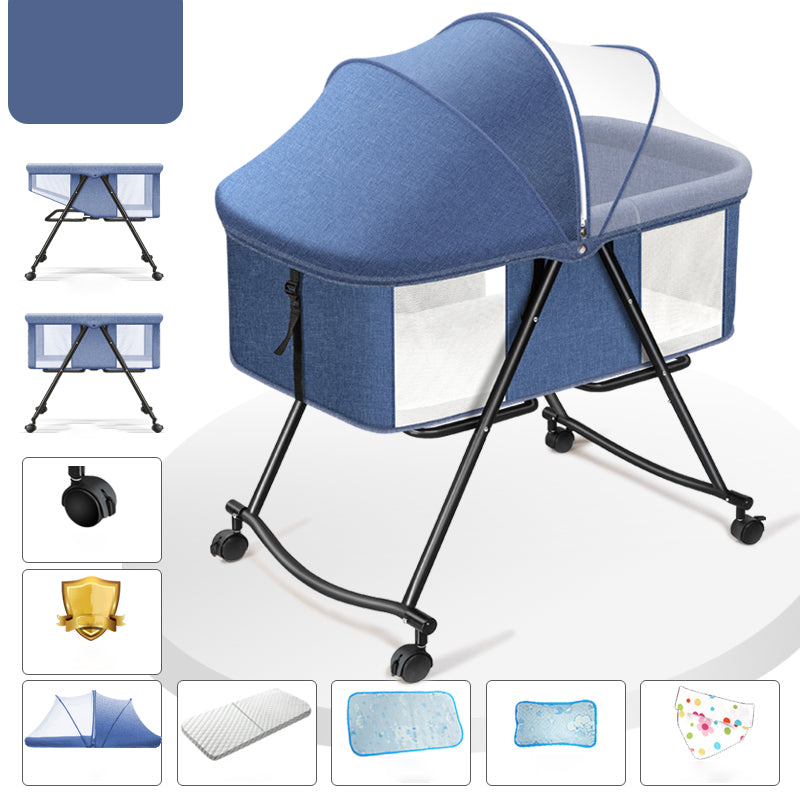 Modern Rocking Metal Gliding Height Adjustable Crib Cradle with Pad