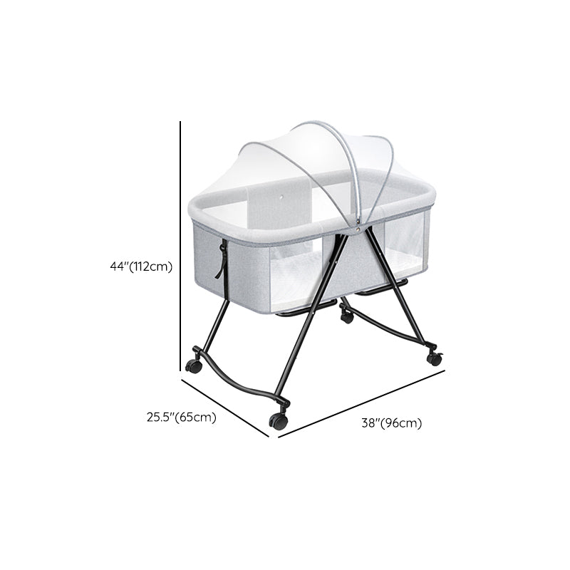 Modern Rocking Metal Gliding Height Adjustable Crib Cradle with Pad