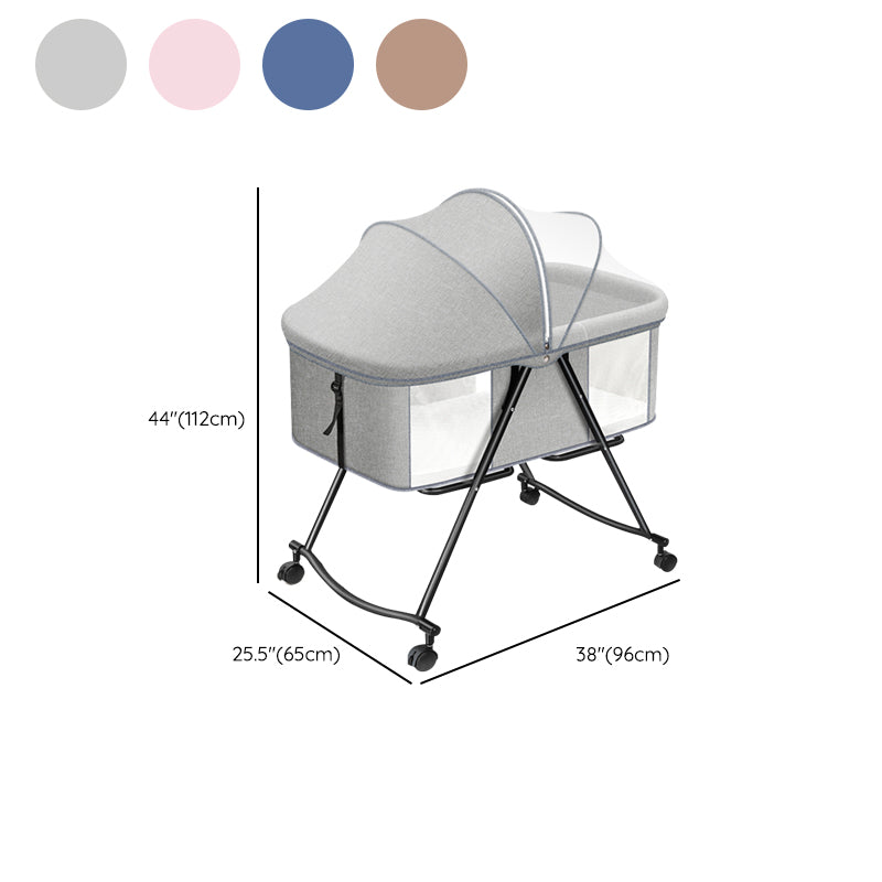 Modern Rocking Metal Gliding Height Adjustable Crib Cradle with Pad