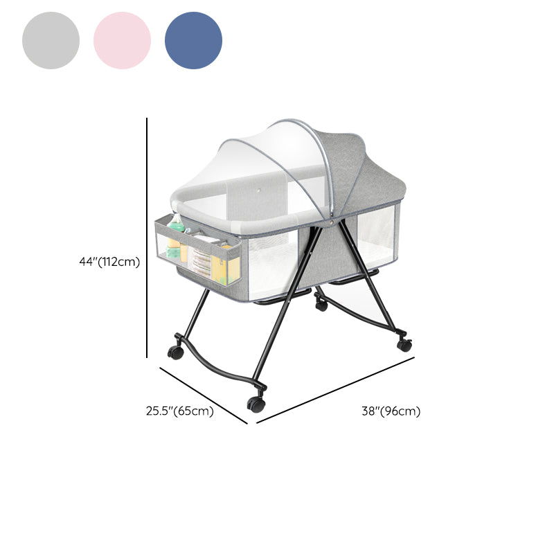 Modern Rocking Metal Gliding Height Adjustable Crib Cradle with Pad