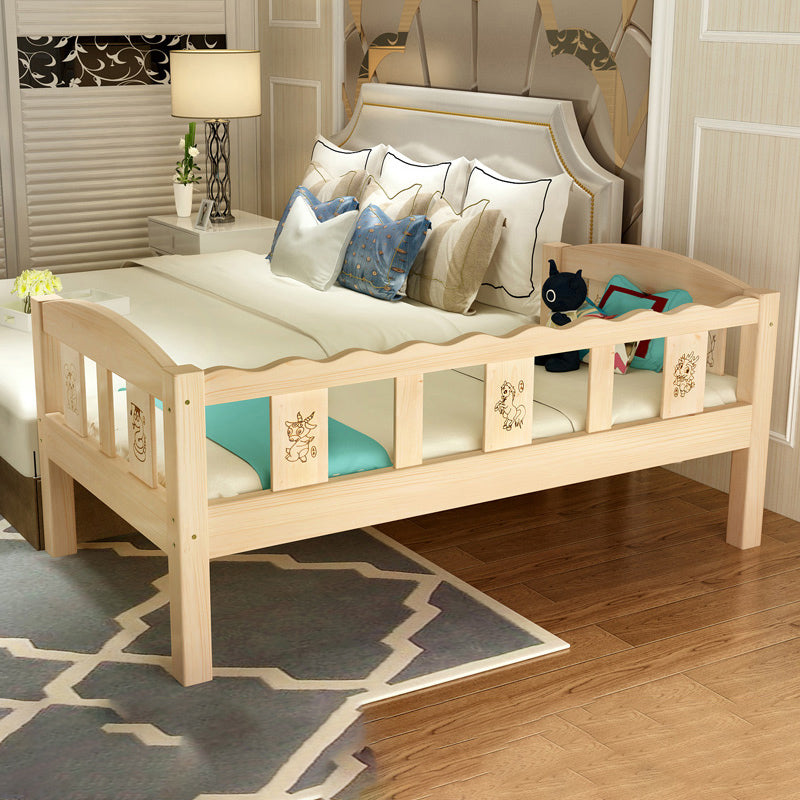 Washed Natural Solid Wood Nursery Crib Contemporary with Guardrail