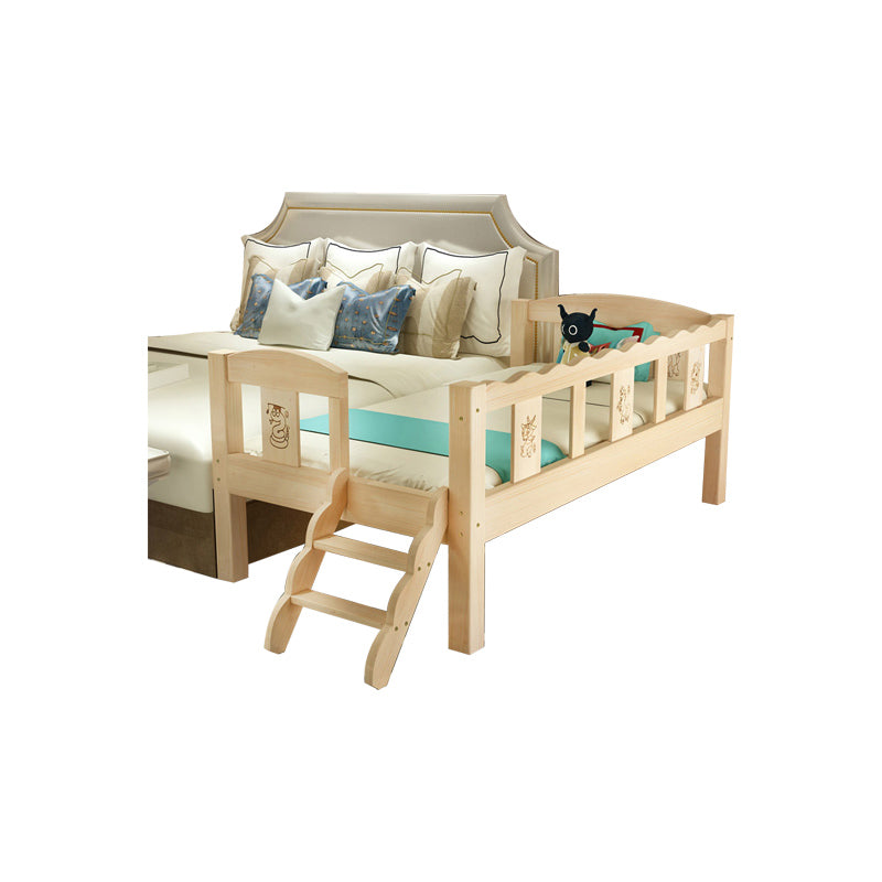 Washed Natural Solid Wood Nursery Crib Contemporary with Guardrail