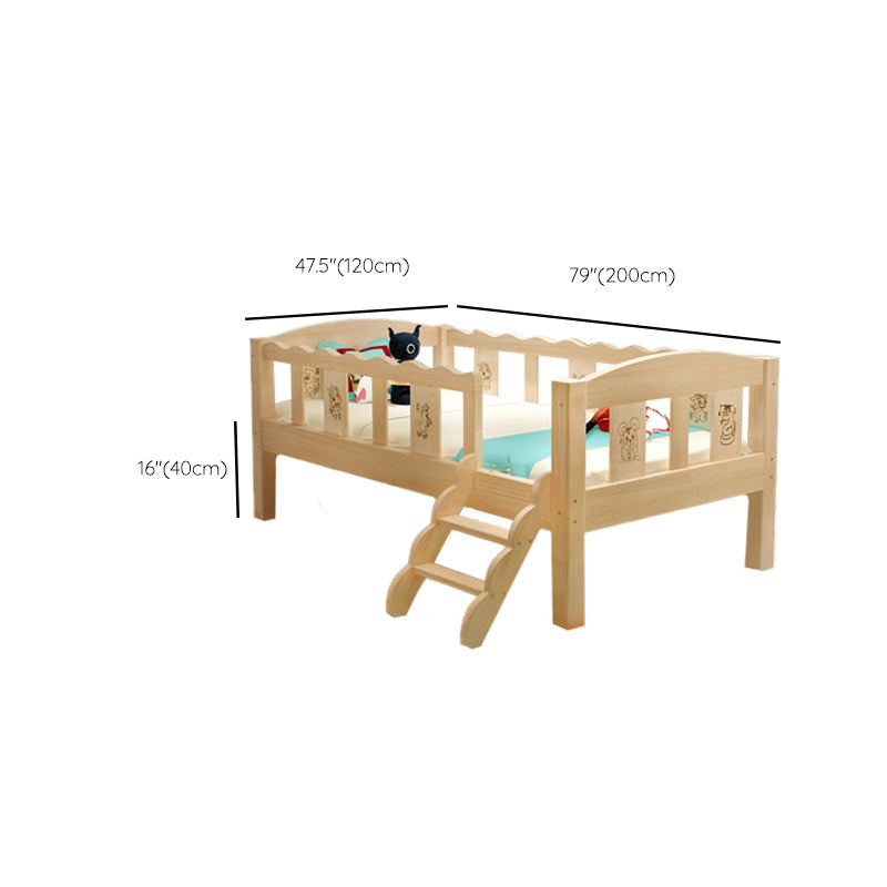 Washed Natural Solid Wood Nursery Crib Contemporary with Guardrail