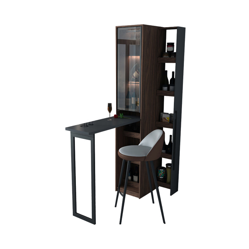 Modern Rectangle Wood Counter Table 2 Pieces Collapsible Bar Table Set for Living Room