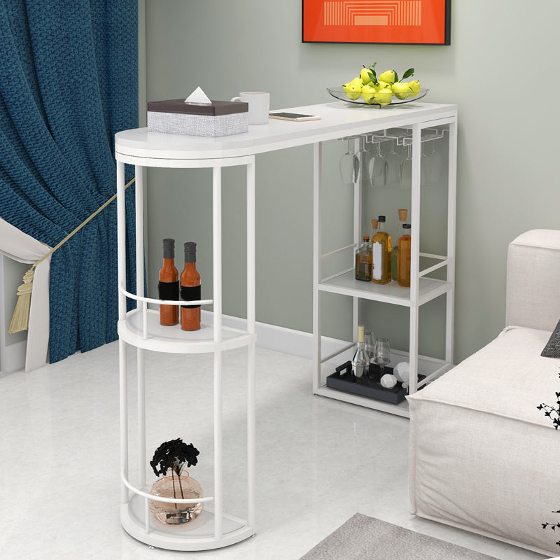 Glam Style Bar Table Set 1/2 Pcs White Granite Bar Table Set