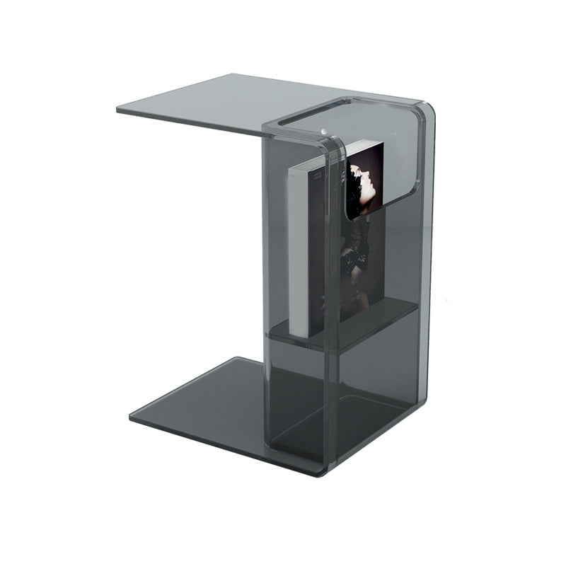 Contemporary Sofa Side Accent Table Plastic Pedestal Living Room with Storage