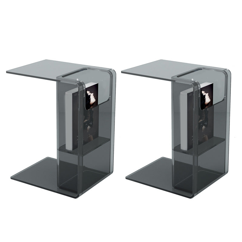 Contemporary Sofa Side Accent Table Plastic Pedestal Living Room with Storage