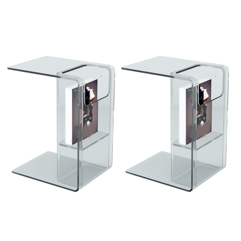 Contemporary Sofa Side Accent Table Plastic Pedestal Living Room with Storage