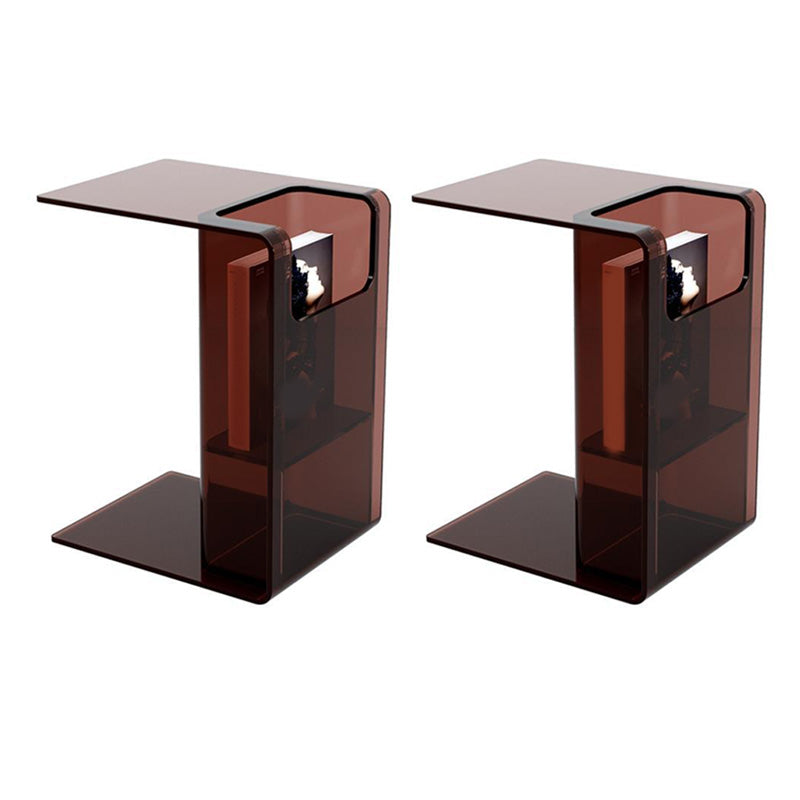 Contemporary Sofa Side Accent Table Plastic Pedestal Living Room with Storage