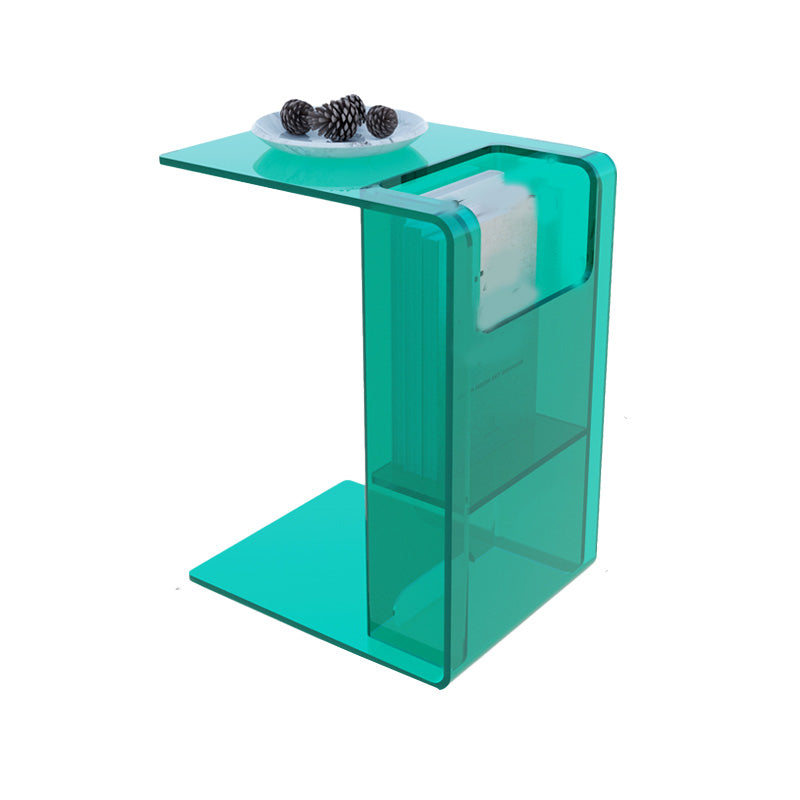 Contemporary Sofa Side Accent Table Plastic Pedestal Living Room with Storage