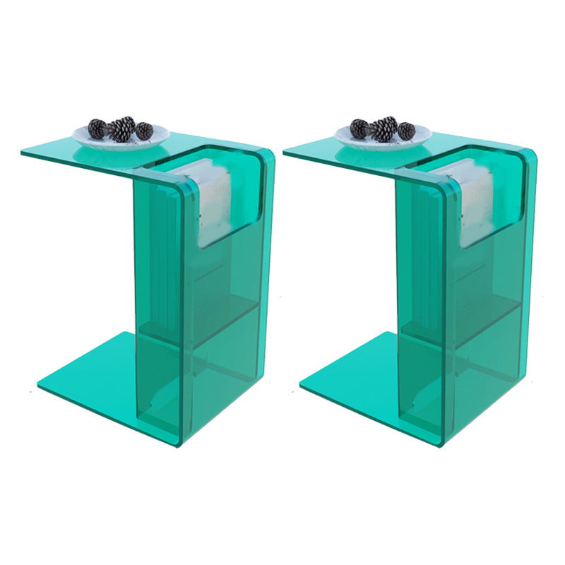 Contemporary Sofa Side Accent Table Plastic Pedestal Living Room with Storage