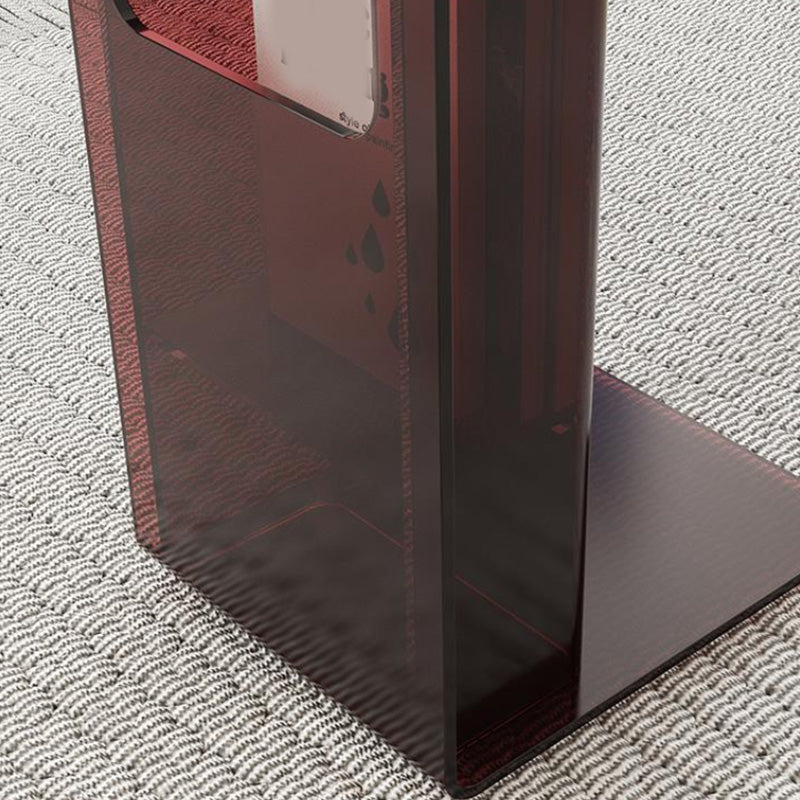 Contemporary Sofa Side Accent Table Plastic Pedestal Living Room with Storage