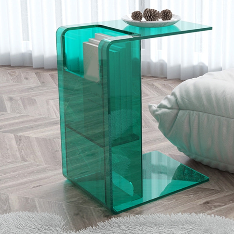 Contemporary Sofa Side Accent Table Plastic Pedestal Living Room with Storage
