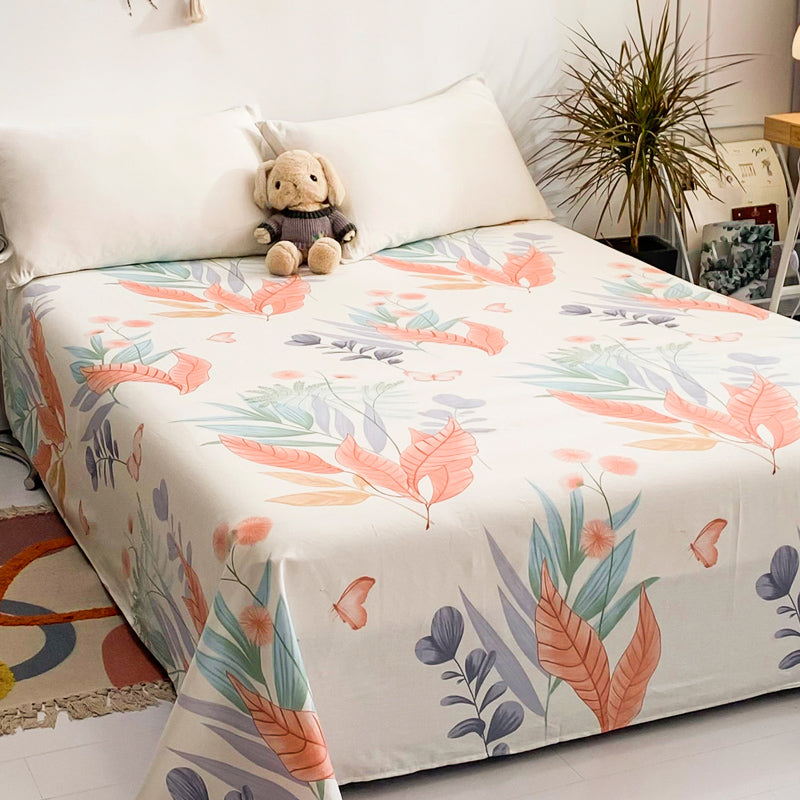 Sheet Set Cotton Floral Printed Wrinkle Resistant Ultra Soft Breathable Bed Sheet Set