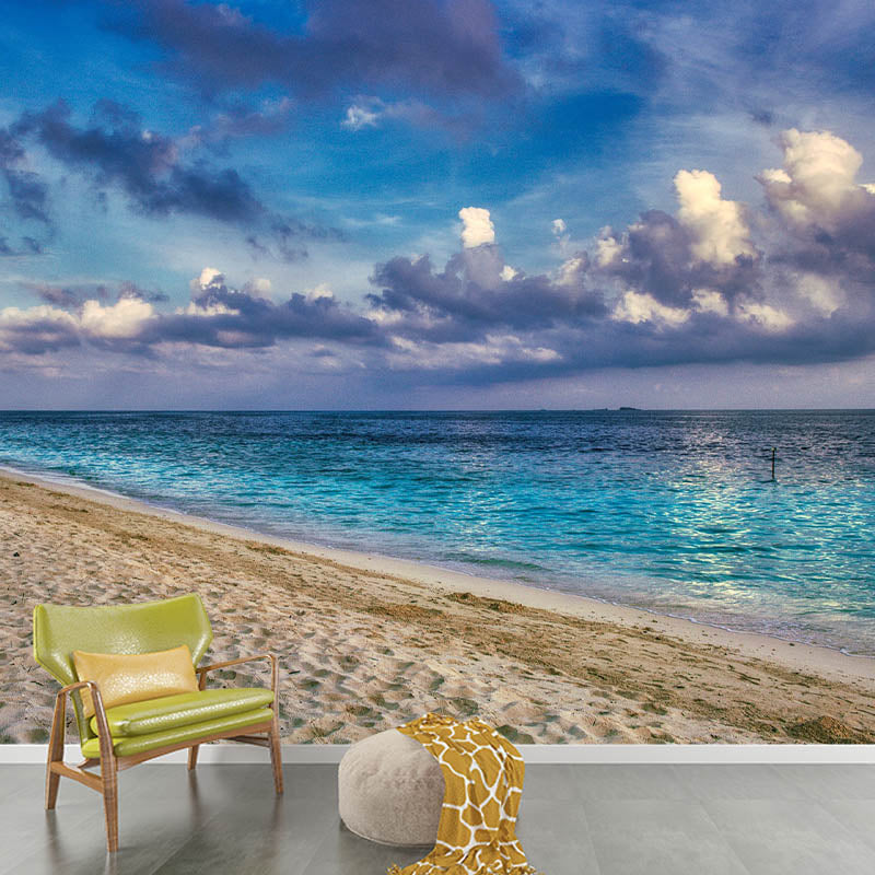 Sea Bench Photography Wall Mural Living Room Tropical Peel and Stick Mildew Resistant