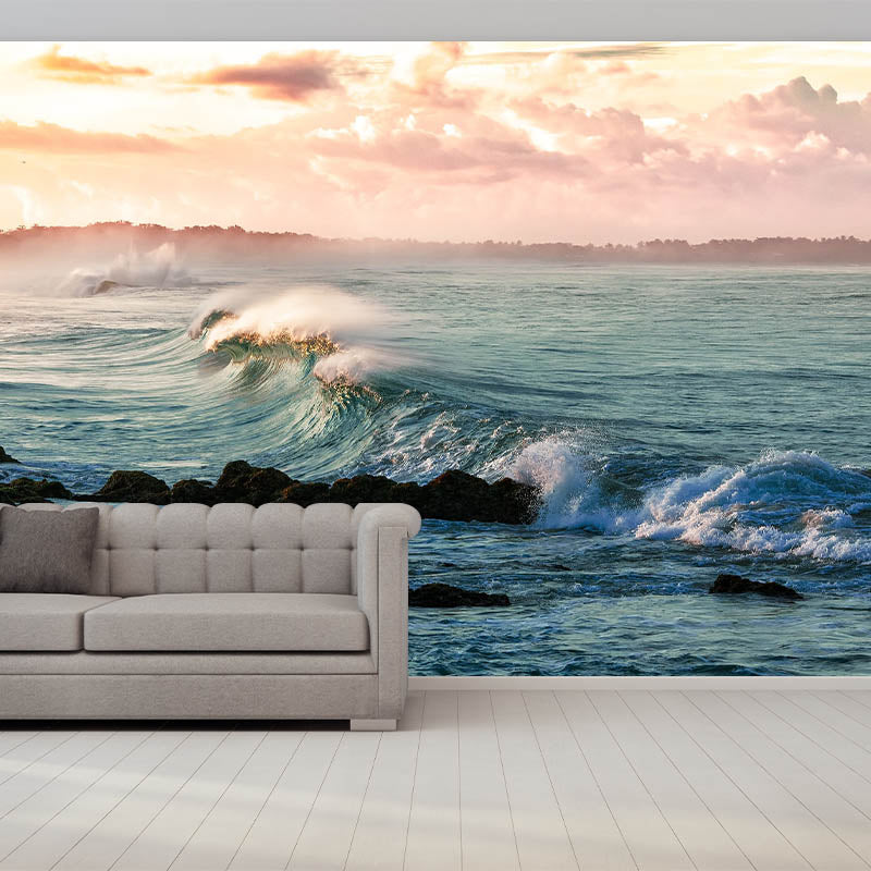 Mildew Resistant Decorative Wallpaper Sea Print Living Room Tropical Photography