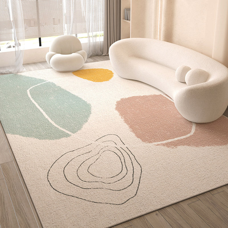 Casual Colorblock Rug Morandi Color Area Rug Polyester Easy Care Carpet for Living Room