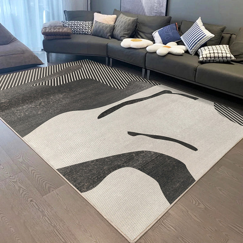 Modern Colorblock Rug Morandi Color Area Rug Polyester Easy Care Carpet for Living Room