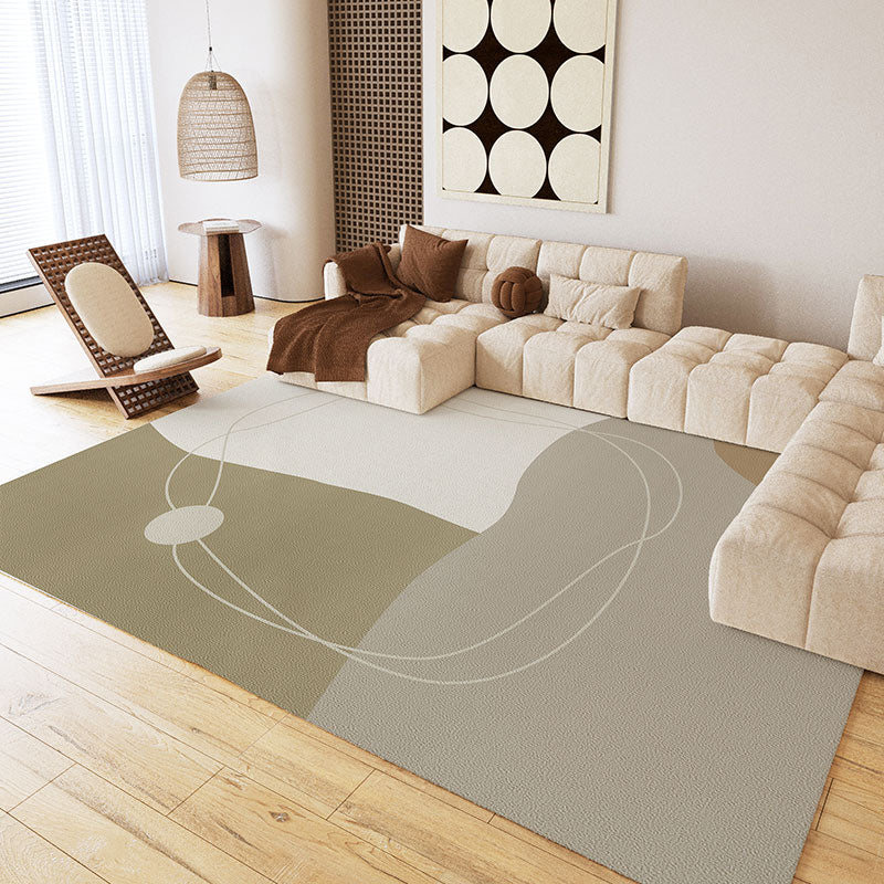 Minimalist Colorblock Rug Morandi Color Area Rug Polyester Easy Care Carpet
