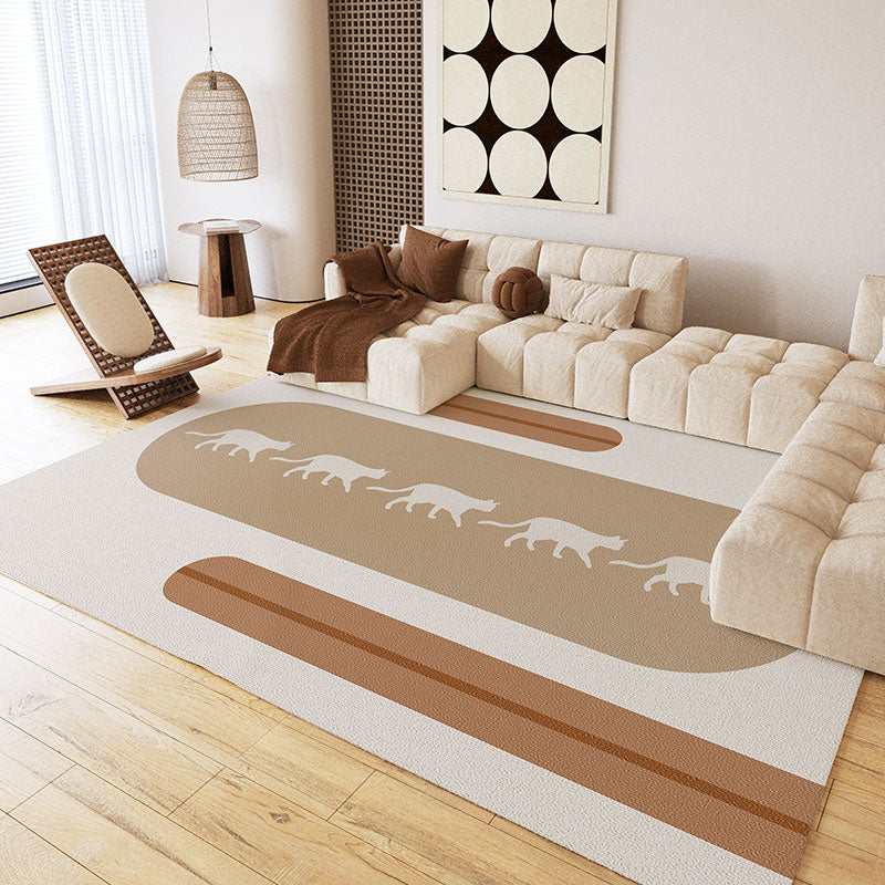 Minimalist Colorblock Rug Morandi Color Area Rug Polyester Easy Care Carpet